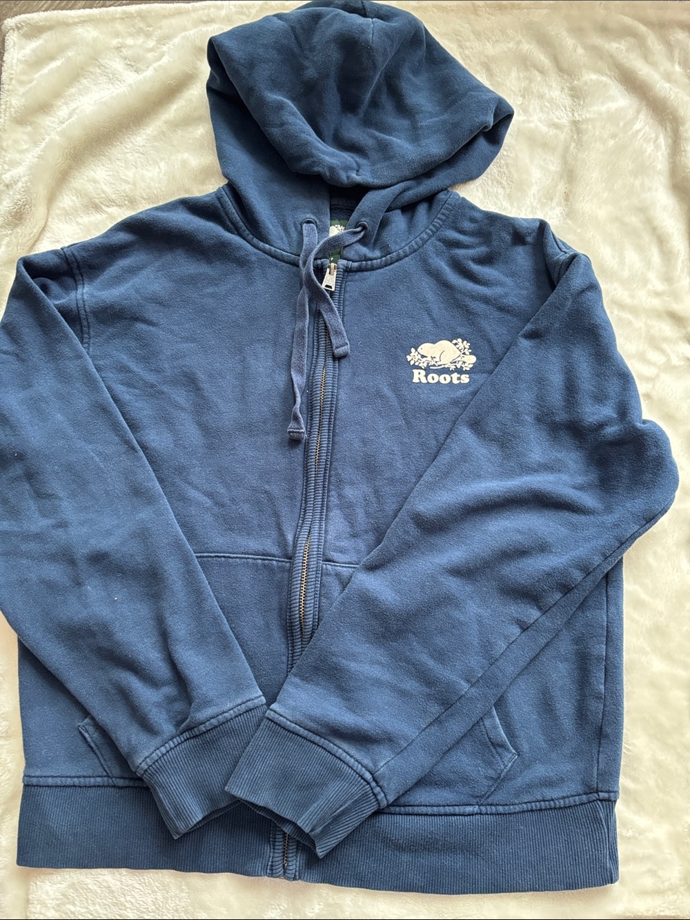 Roots Men's Navy Blue Zip-Up Hoodie with Logo